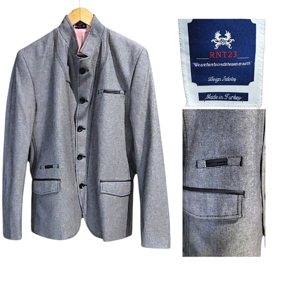 NEW Ron Tomson Men's Symmetric Blazer, Sport Coat KidsJacket Size 40 Grey RNT23 - Picture 2 of 8